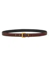 Saint Laurent Cassandre Thin Belt With Square Buckle In Box Leather Accessories In Tan