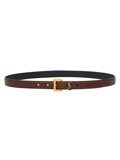 SAINT LAURENT RED TAN CLASSIC SIGNATURE BELT