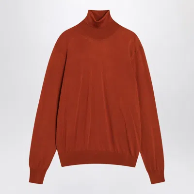 Saint Laurent Red Turtleneck Sweater In Wool