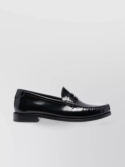 Saint Laurent Refined Apron Toe Loafers In Black