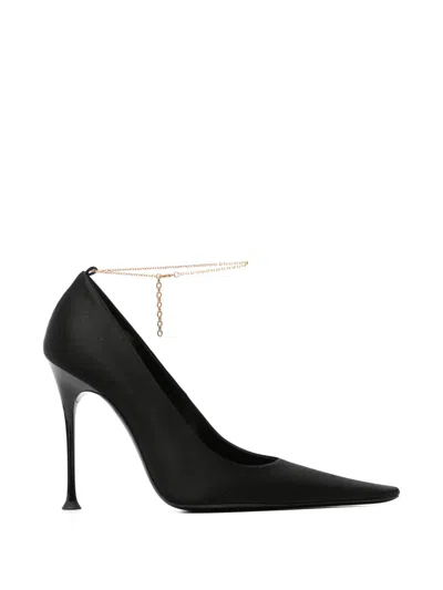 Pre-owned Saint Laurent Régine Chain-detail Pumps In Black