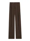 Saint Laurent Crepe Silk Pant In Brown