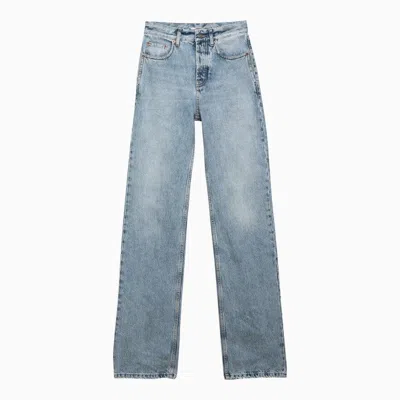 Saint Laurent Regular Washed Effect Denim Jeans Women In Blue
