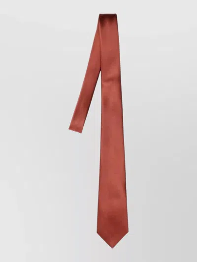 Saint Laurent Regular Width Satin Finish Tie In Burgundy