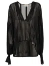 Saint Laurent Relaxed Black Silk Top In Black