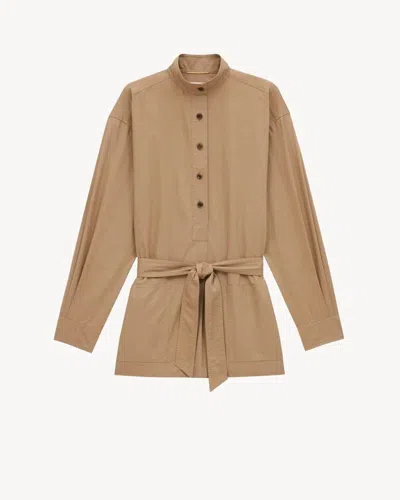 Saint Laurent Relaxed Cotton Shirt In Neutral