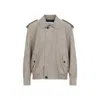 Saint Laurent Relaxed Fit Suede Calf Leather Jacket In Gray