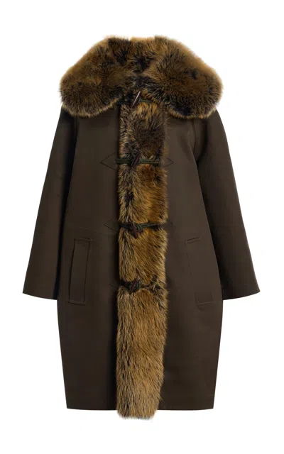 Saint Laurent Relaxed Shearling Coat In Brown