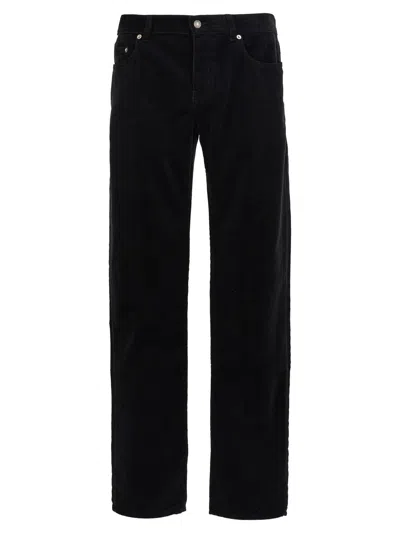 Saint Laurent Corduroy Trousers With Belt Loops And Five-pocket Design In Black