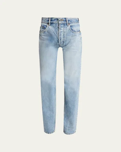 Saint Laurent Relaxed Slim-leg Ankle Jeans In Blue