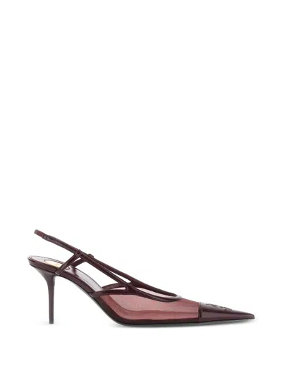 Saint Laurent Bordeaux Mesh Slingback Pumps In Multi