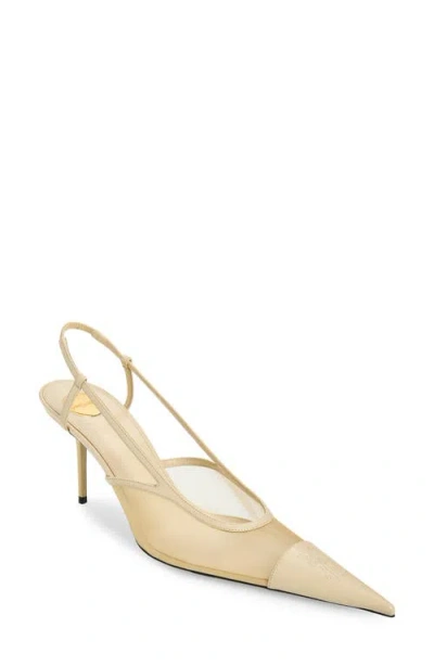 Saint Laurent Renee Mesh And Leather Slingback Pumps In White