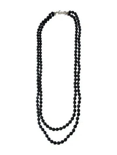 Pre-owned Saint Laurent Resin & Crystal Logo Bead Multistrand Necklace