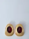 Saint Laurent Resin And Metal Cabochon Earrings In Gold