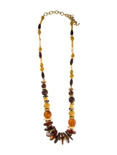 Pre-owned Saint Laurent Resin & Wood Bead Strand Necklace, 37.5"