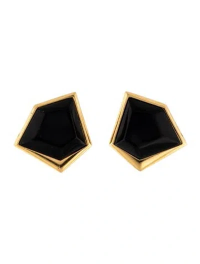 Pre-owned Saint Laurent Resin Asymmetrical Clip On Earrings In Multicolor