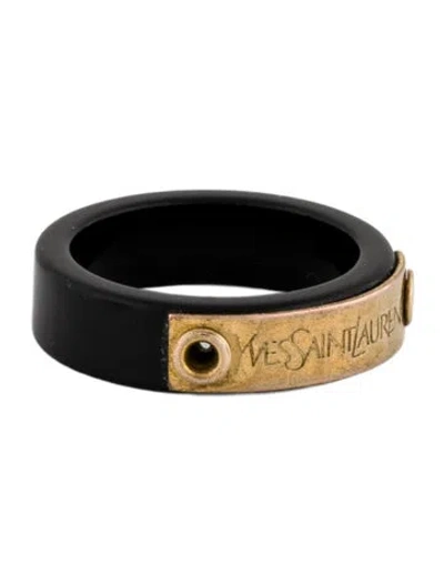 Pre-owned Saint Laurent Resin Band Ring In Black