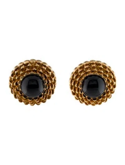 Pre-owned Saint Laurent Resin Clip-on Earrings In Black
