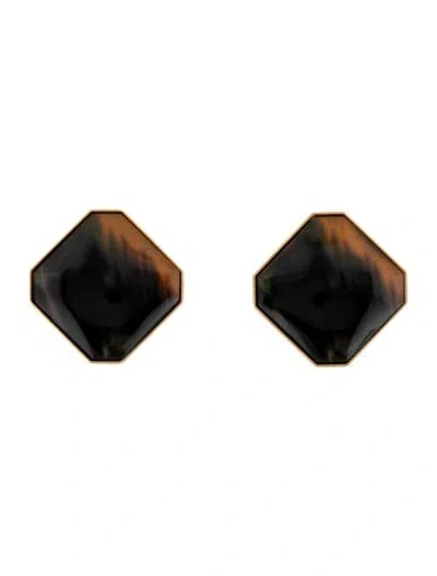 Pre-owned Saint Laurent Resin Clip-on Earrings In Black/green/yellow
