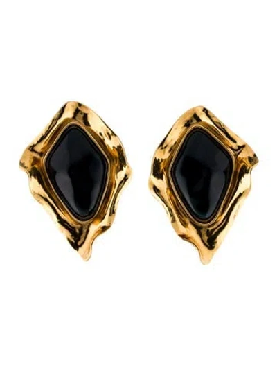 Pre-owned Saint Laurent Resin Clip-on Earrings In Green