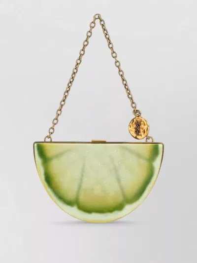 Saint Laurent Mini Resin Shoulder Bag In Green
