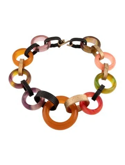 Pre-owned Saint Laurent Resin Link Chain Necklace, 25" In Multicolor