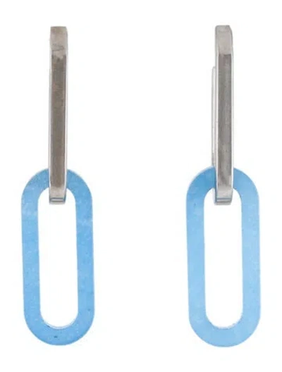 Pre-owned Saint Laurent Resing Drop Hoop Earrings In Multicolor
