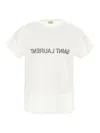 Saint Laurent Reverse Logo T-shirt 'naturel/noir' In White