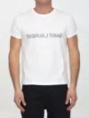 Saint Laurent Natural Black Cotton T-shirts And Polos In White
