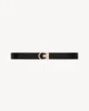 Saint Laurent Reversible Belt In Crocodile-embossed Leather In Black