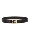 Saint Laurent Dual Sided Crocodile Texture Belt In Black