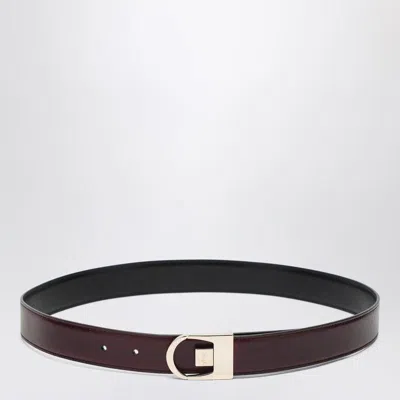 Saint Laurent Reversible Belt In Black/burgundy