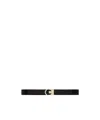 Saint Laurent Reversible Belt In Crocodile-embossed Leather In Black