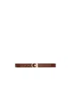 Saint Laurent Reversible Belt In Crocodile-embossed Leather In Brown