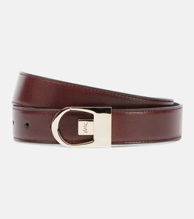 Saint Laurent Reversible Leather Belt In Multicoloured
