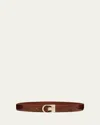 Saint Laurent Reversible Croc-embossed Leather Belt