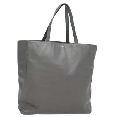 Pre-owned Saint Laurent Reversible Grey Leather Tote Bag ()