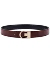 Saint Laurent Reversible Leather Belt In Brown