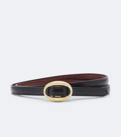 Saint Laurent Reversible Leather Belt In Black