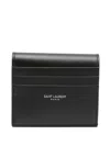 Saint Laurent Reversible Leather Cardholder In Black