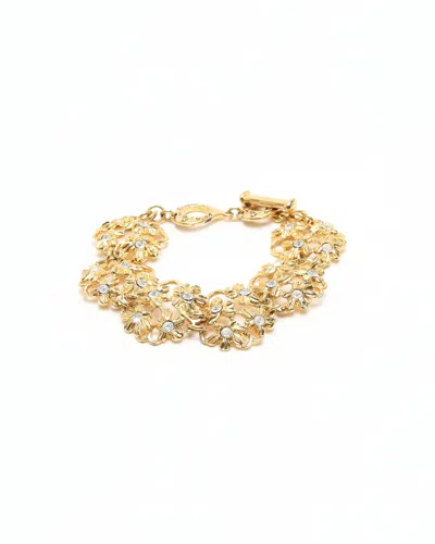 Saint Laurent Rhinestone Bracelet In Metallic