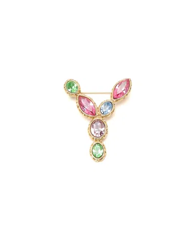 Saint Laurent Rhinestone Brooch In Multicolour