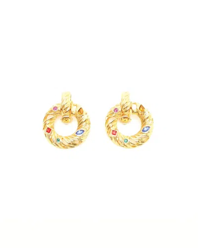 Saint Laurent Rhinestone Clip-on Earrings In Gold