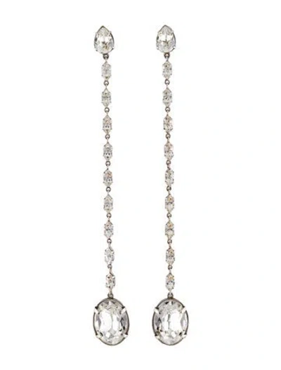 Pre-owned Saint Laurent Rhinestone Drop Earrings In Multi