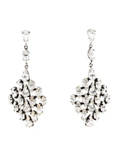 Pre-owned Saint Laurent Rhinestone Drop Earrings In Multicolor