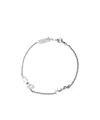 Saint Laurent Adjustable Interlocking Charm Ring With Rhinestones In Silver