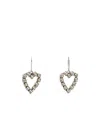 Saint Laurent Rhinestone Open Heart Earrings In Metal In Metallic
