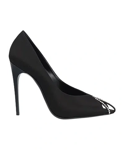 Saint Laurent Rhinestone Pointed-toe Open-toe High Heels In Black