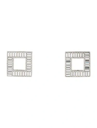 Pre-owned Saint Laurent Rhinestone Square Clip-on Earrings In Multicolor