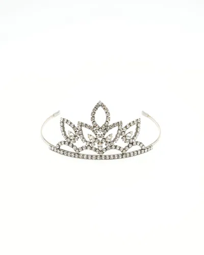 Saint Laurent Rhinestone Tiara In Gold